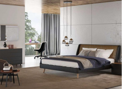 Schlafzimmergarnitur Bettgestell Nachttische Kommode Spiegel Holzmöbel